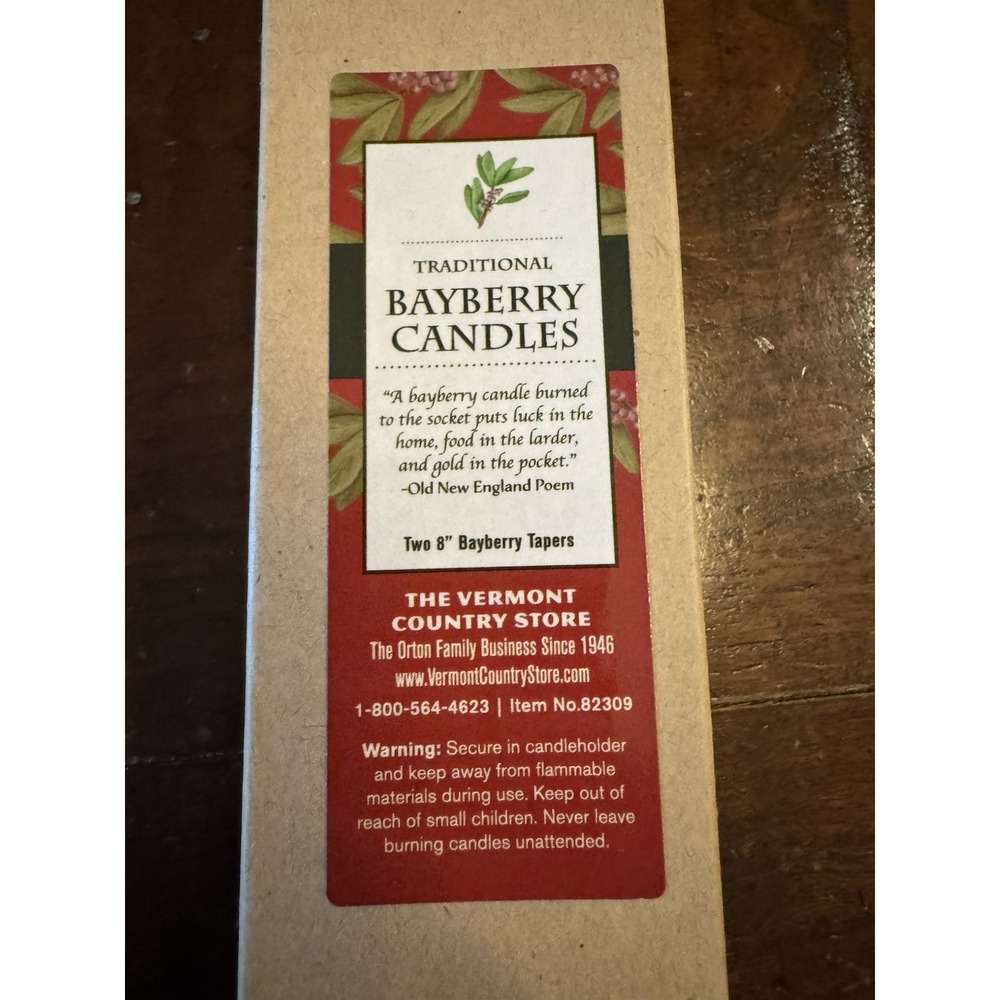 Vermont Country Store Traditional Bayberry Taper Candles‎ - Pair of 8" Tapers